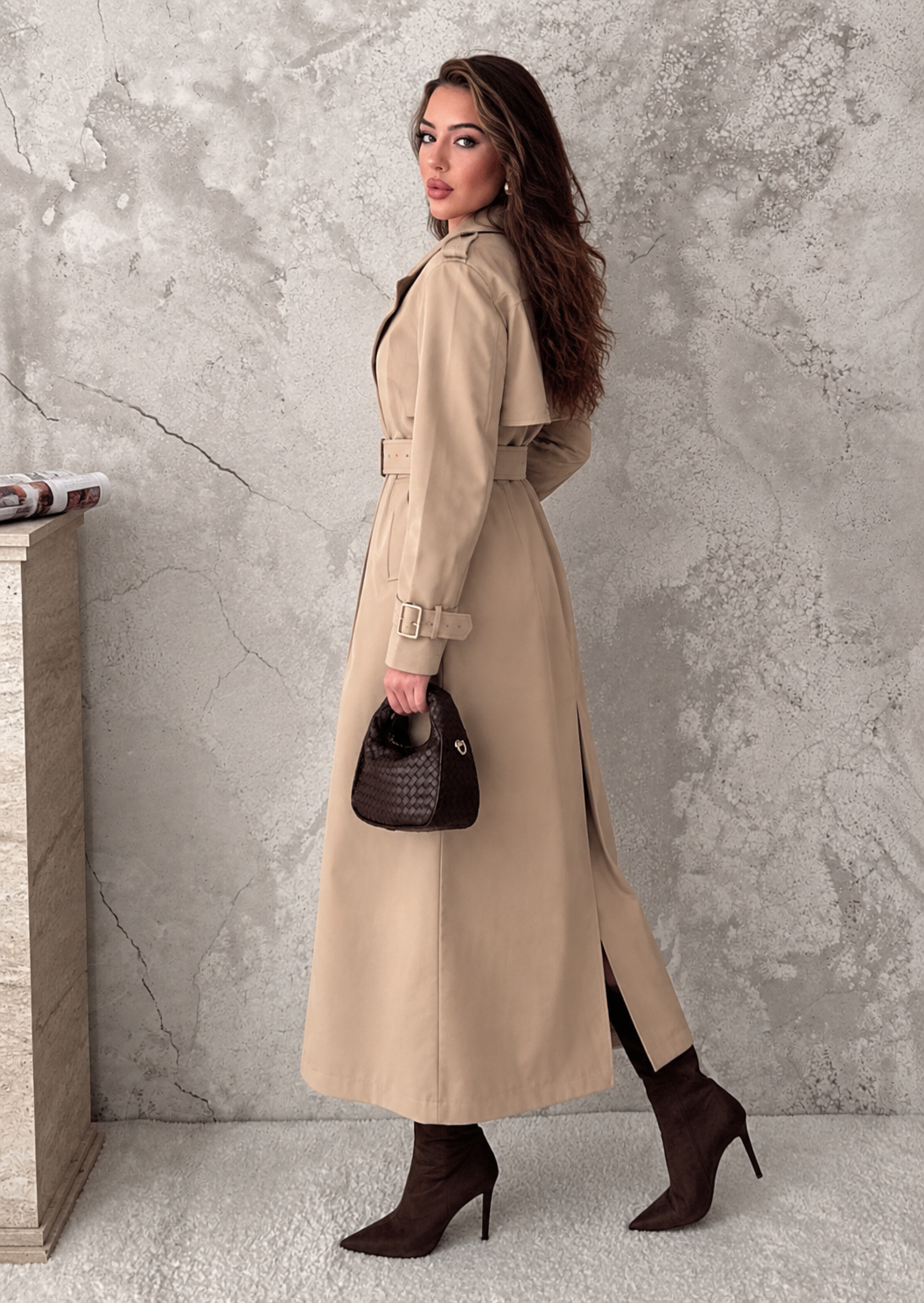 Trench Long Beige Ceinturé